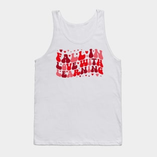 Fall in Love With Teaching, Retro Teacher Valentines Day Gift Tank Top